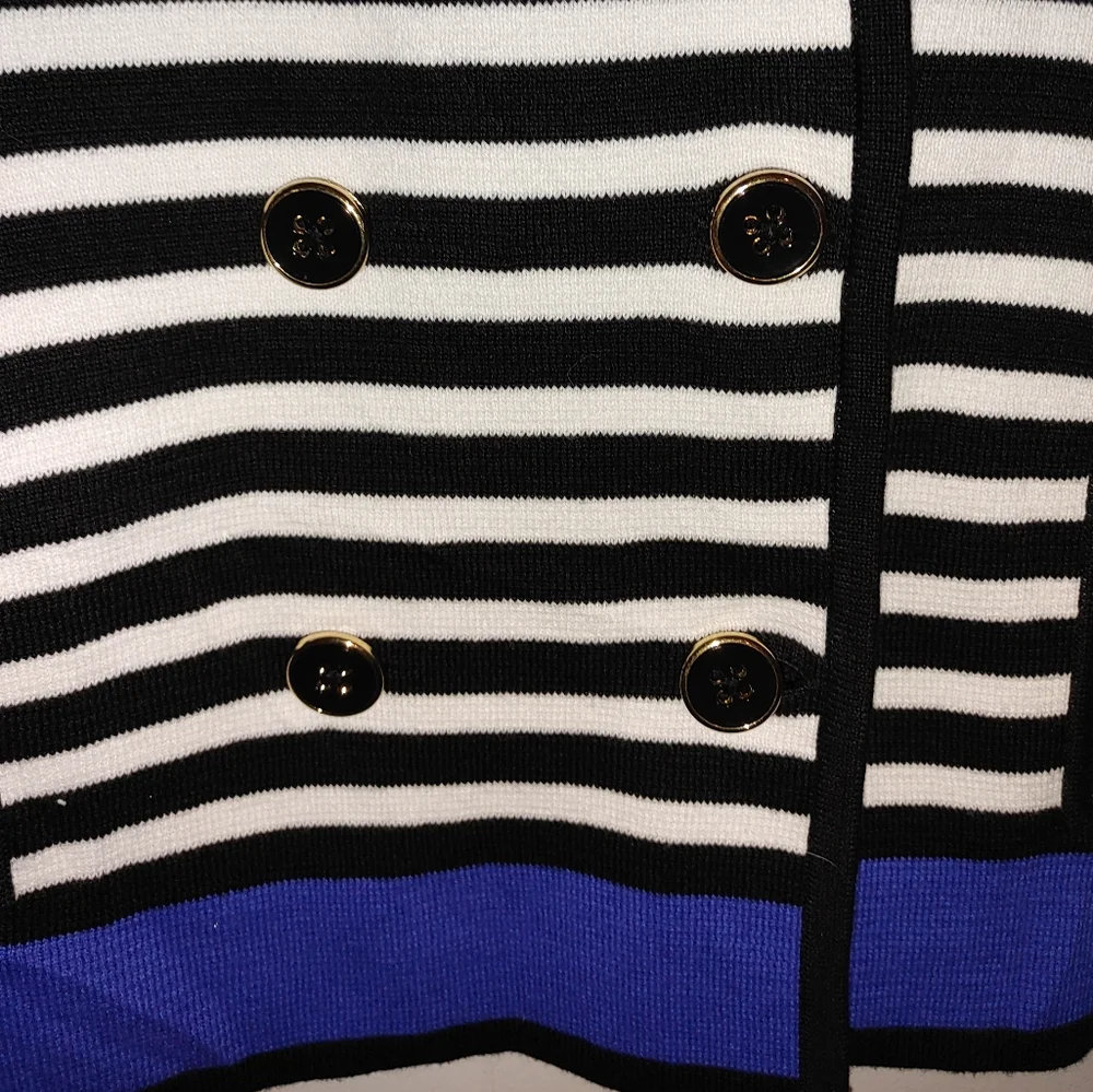 Jones New York double breasted sweater jacket size medium NWT Navy & White - Picture 2 of 7